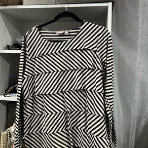 Chico's Black and White Striped Top w Gold Trim